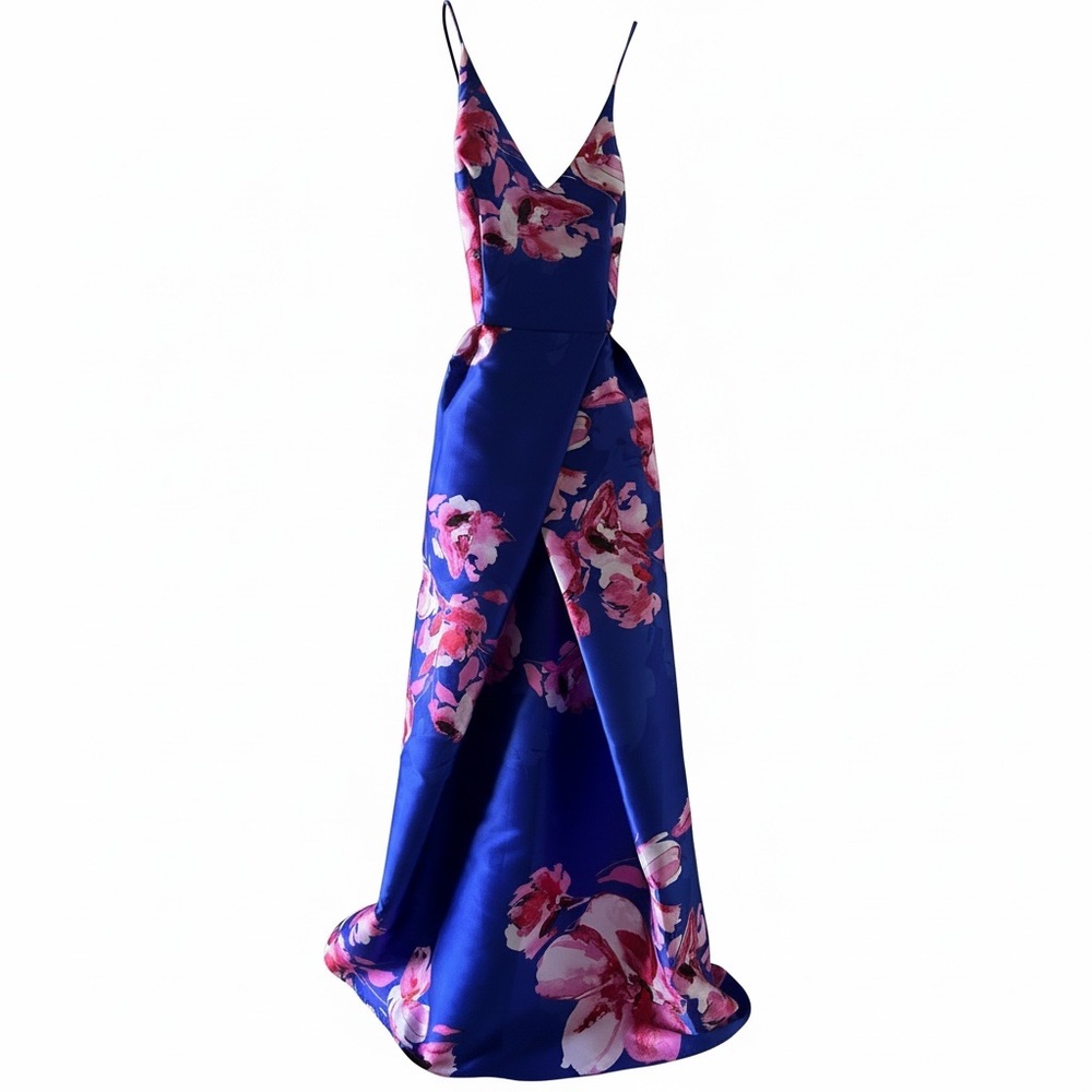 by & by Elegant Blue and Pink Floral Maxi Dress
